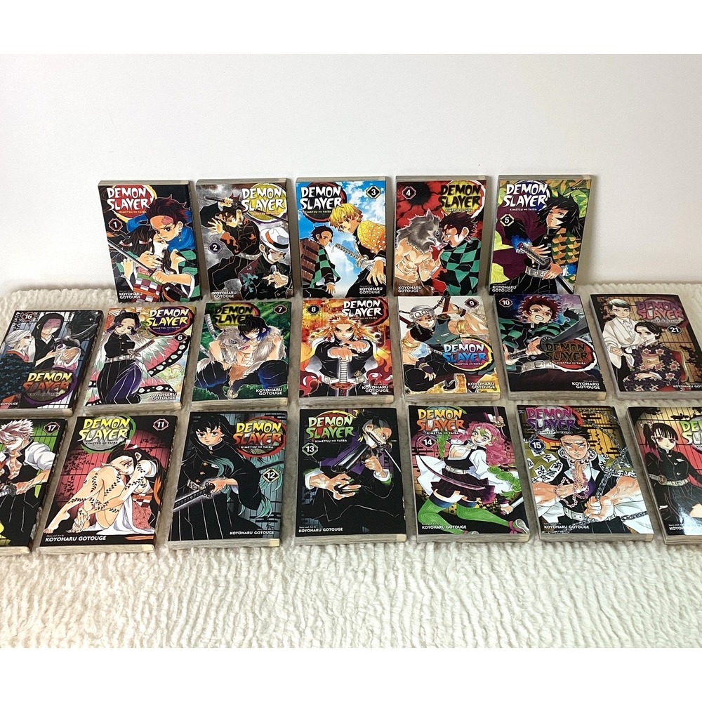 Demon Slayer Manga Books 1-18 +21 EUC Graphic Novel Set Anime Tanjiro Nezuko - Picture 1 of 16